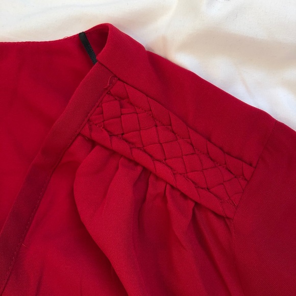 H&M Chiffon Long Sleeve V-Neck Tunic Dress Red Size 14 - Picture 3 of 9